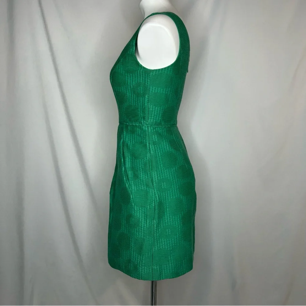 J.CREW Jacquard V-Neck "Dublin Green" Mini Dress, 2 - Picture 2 of 12